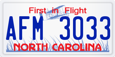 NC license plate AFM3033