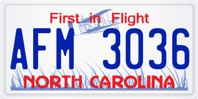 NC license plate AFM3036