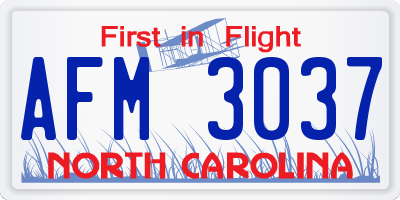 NC license plate AFM3037