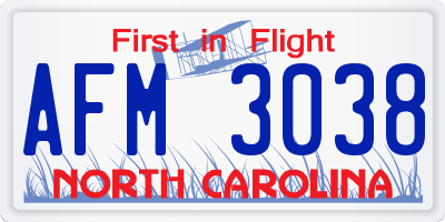 NC license plate AFM3038