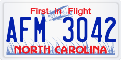 NC license plate AFM3042