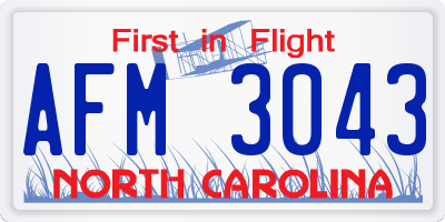 NC license plate AFM3043