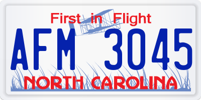NC license plate AFM3045