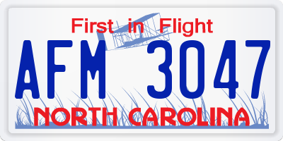 NC license plate AFM3047