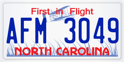 NC license plate AFM3049