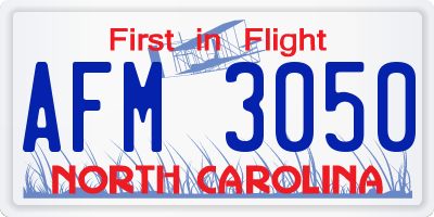 NC license plate AFM3050