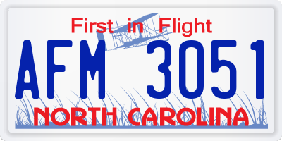 NC license plate AFM3051