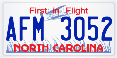 NC license plate AFM3052