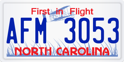 NC license plate AFM3053
