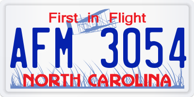 NC license plate AFM3054
