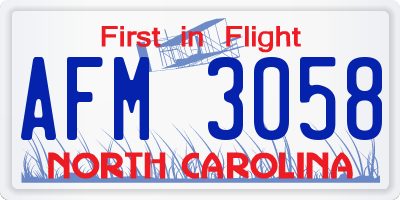 NC license plate AFM3058