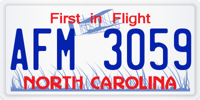 NC license plate AFM3059