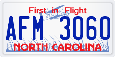 NC license plate AFM3060