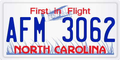 NC license plate AFM3062