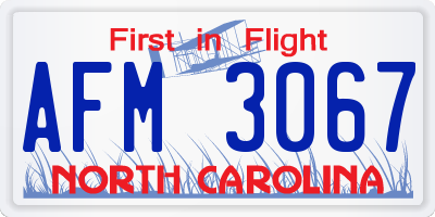 NC license plate AFM3067