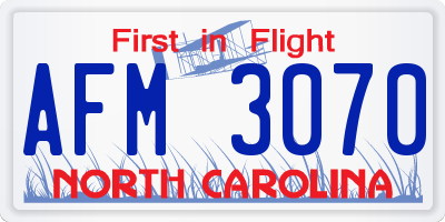 NC license plate AFM3070