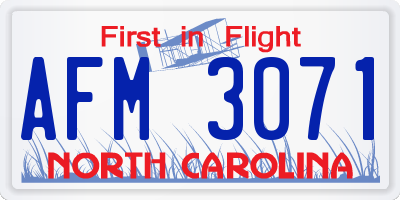 NC license plate AFM3071