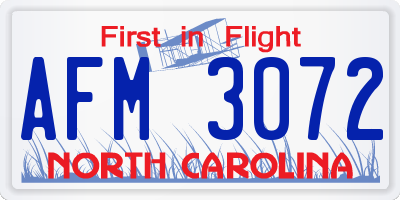 NC license plate AFM3072