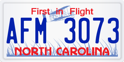 NC license plate AFM3073