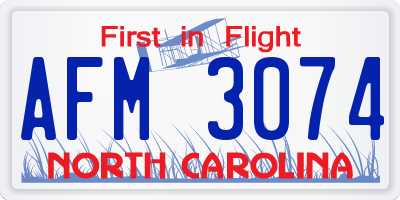NC license plate AFM3074