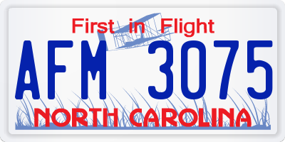 NC license plate AFM3075