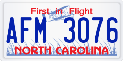 NC license plate AFM3076