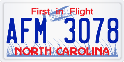 NC license plate AFM3078