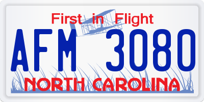 NC license plate AFM3080