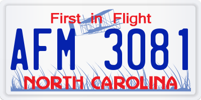 NC license plate AFM3081