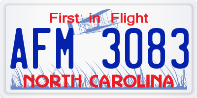 NC license plate AFM3083