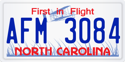 NC license plate AFM3084