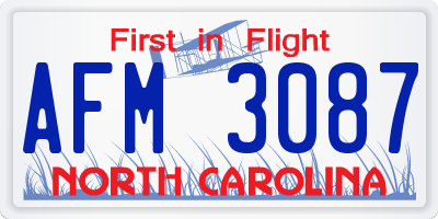 NC license plate AFM3087