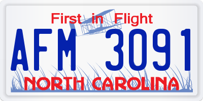 NC license plate AFM3091