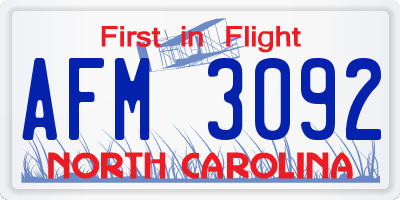NC license plate AFM3092