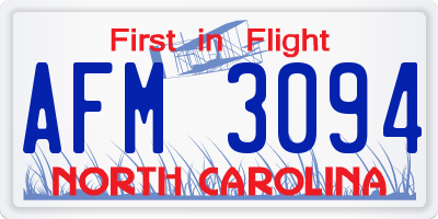 NC license plate AFM3094