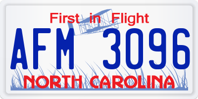 NC license plate AFM3096