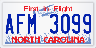 NC license plate AFM3099
