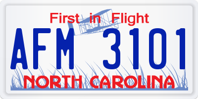 NC license plate AFM3101