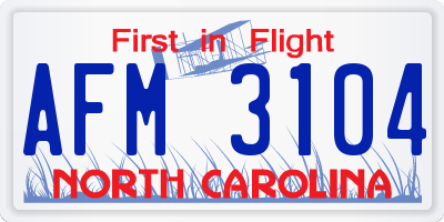 NC license plate AFM3104