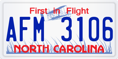 NC license plate AFM3106