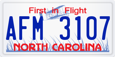 NC license plate AFM3107