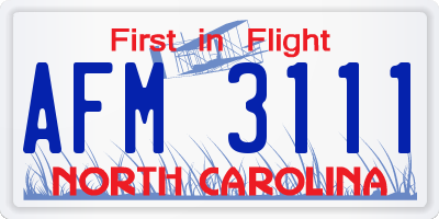 NC license plate AFM3111