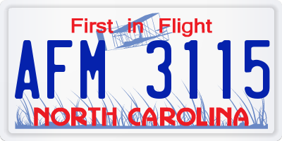 NC license plate AFM3115