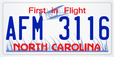 NC license plate AFM3116