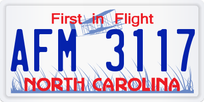 NC license plate AFM3117