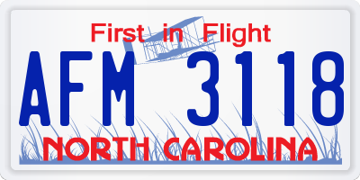 NC license plate AFM3118