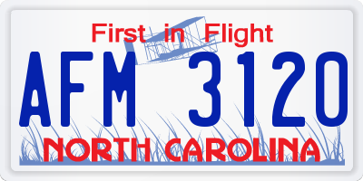 NC license plate AFM3120