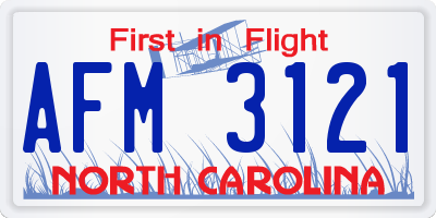 NC license plate AFM3121