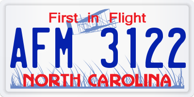 NC license plate AFM3122
