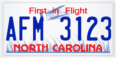 NC license plate AFM3123